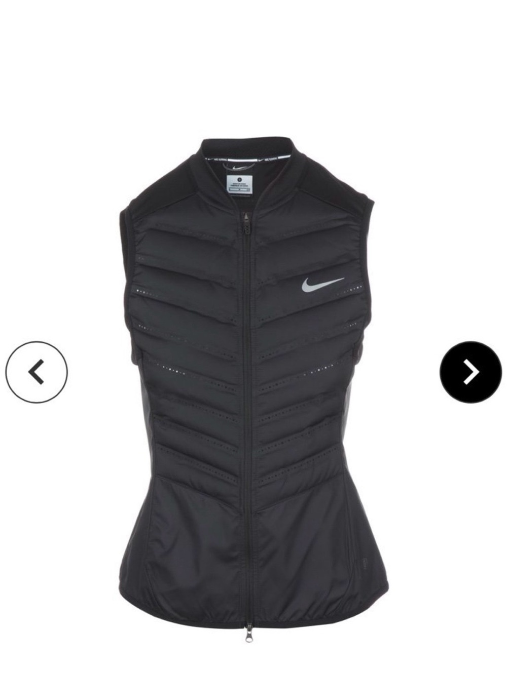 Nike running aeroloft 800 balck vest women’s size Xs